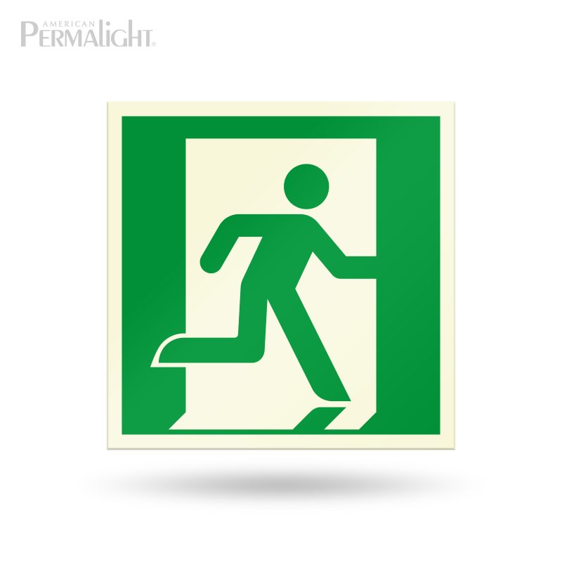 Seco Fire Exit - Cartello Fire Exit, Man Running Right, Arrow Pointing Down & Right, 450 mm x 150 mm – 1 mm, plastica semi rigida, bianco