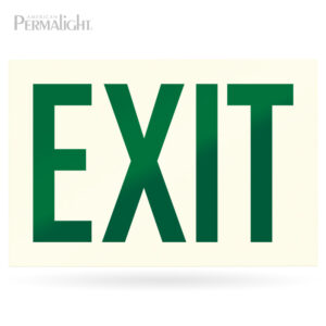 Photoluminescent Exit Sign, Rigid, Green Reflective Lettering (12 in x 8 in)